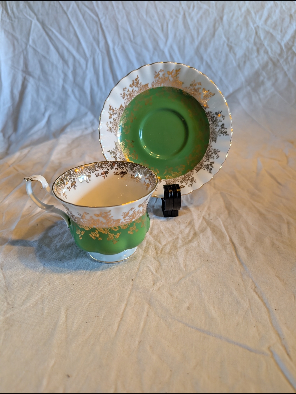 2/60$ Royal Albert Green and Gold Tea Cup with Saucer